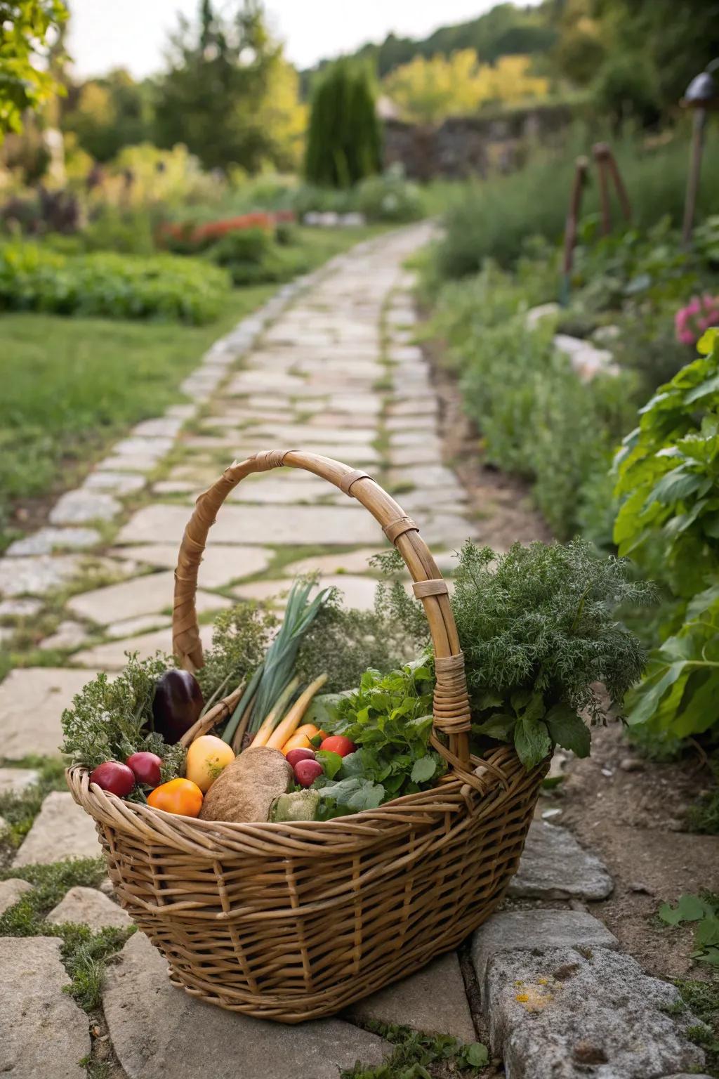 Collect fresh garden harvests in a beautiful basket.