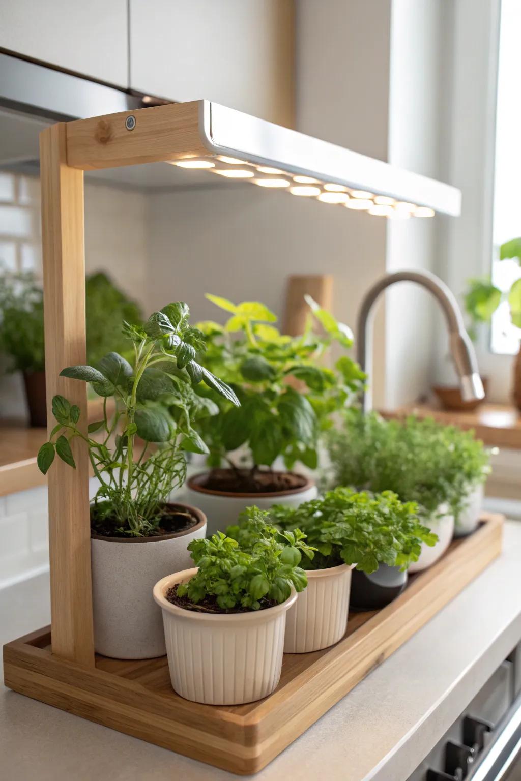 Grow aromatic herbs indoors with a complete kit.