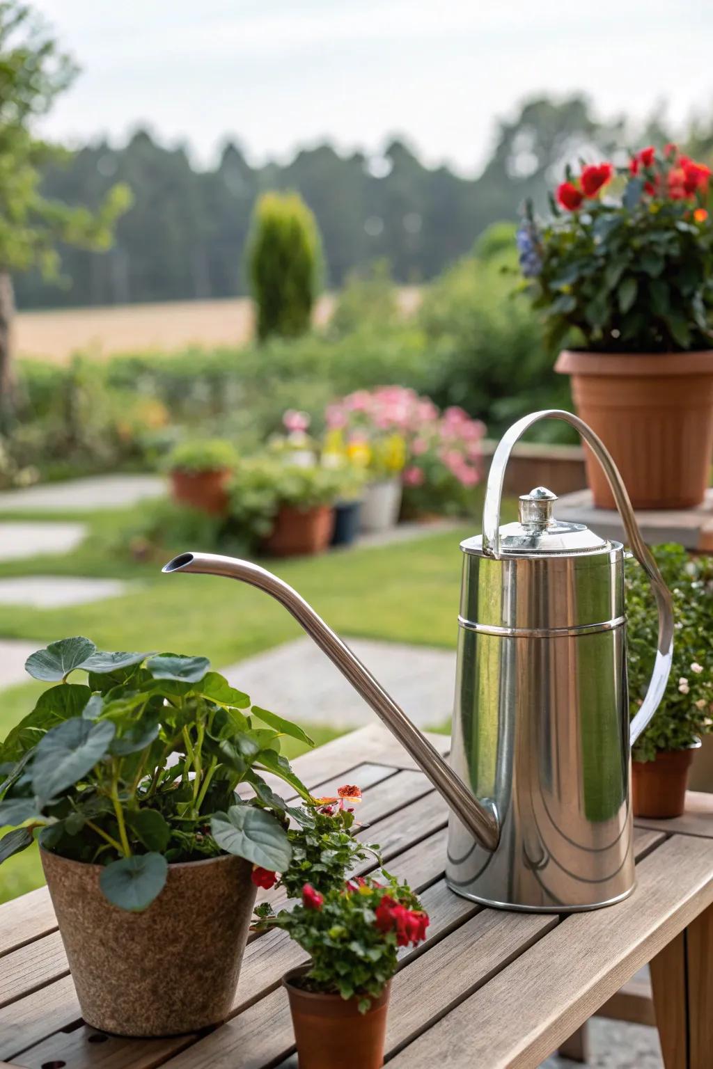 A watering can that blends beauty with practicality.