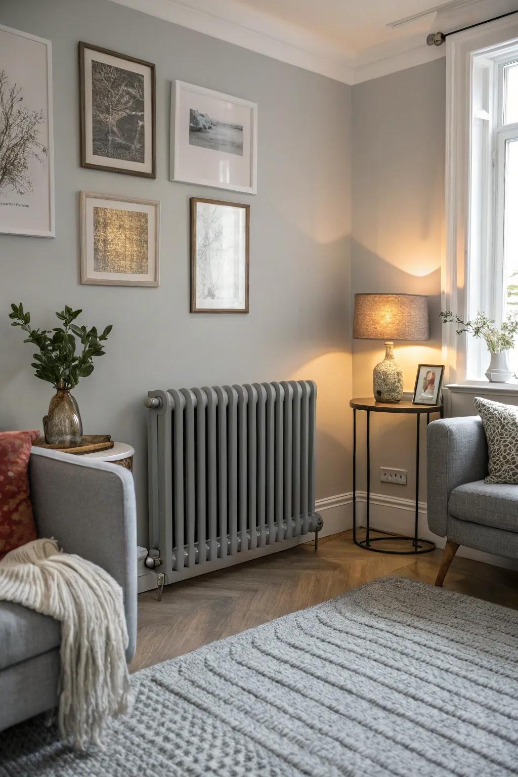 Misty gray radiators exude understated elegance.