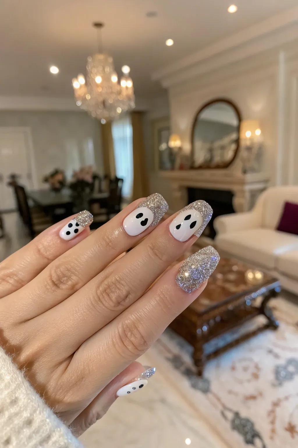 Glimmering spectral faces add a glamorous touch