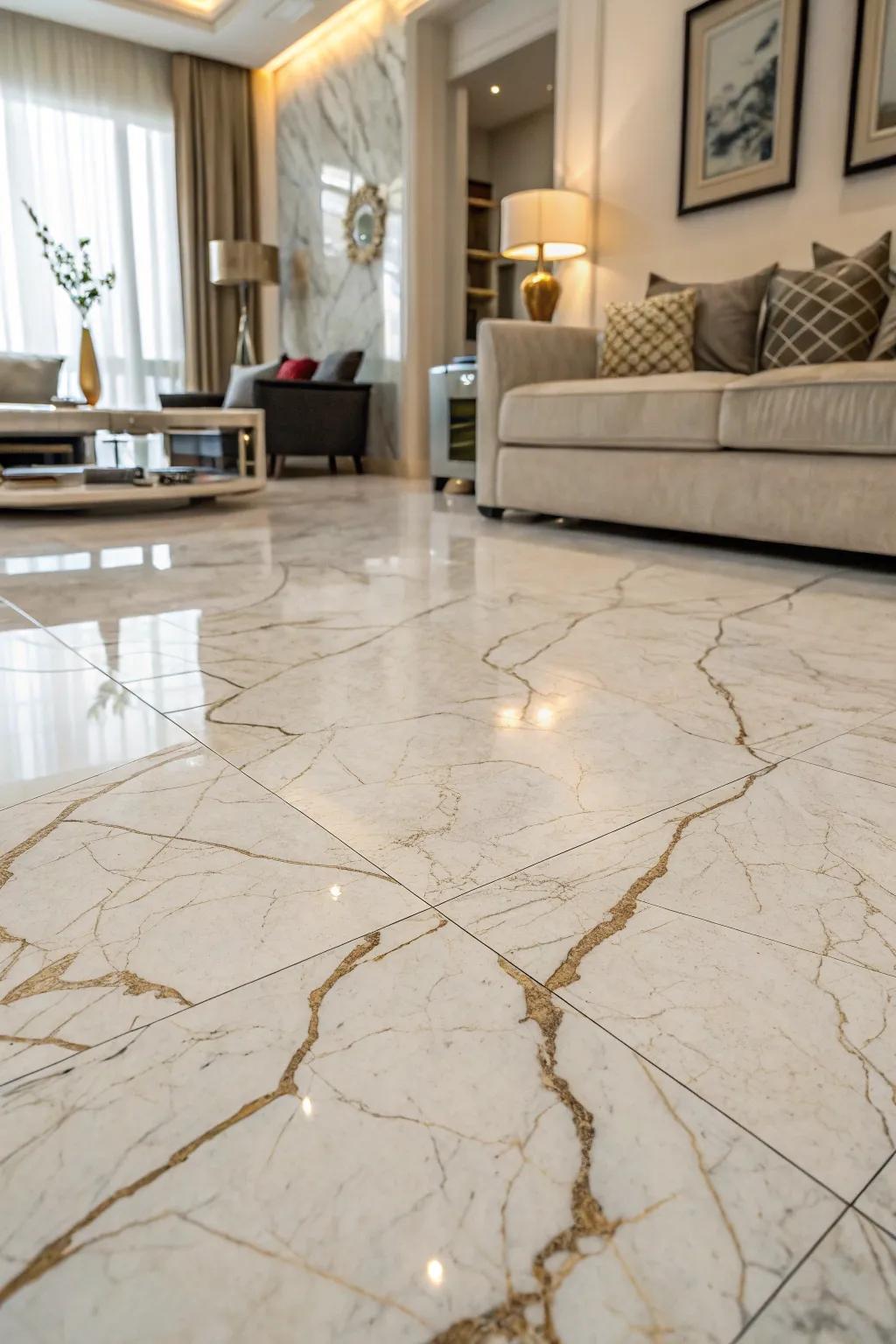 Showcasing marble's natural veining for artistic appeal.