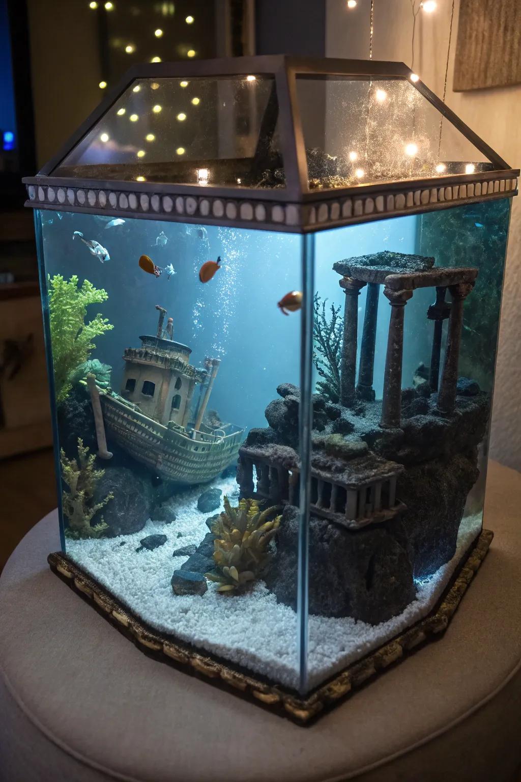 Add personality with themed aquarium decorations.