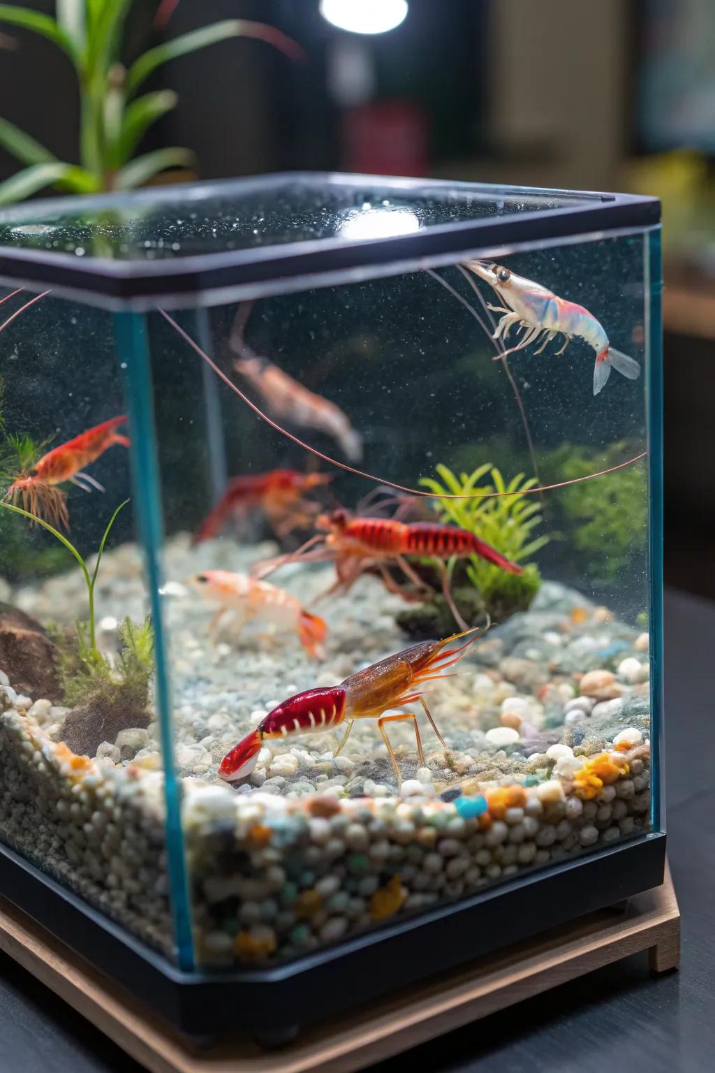 Add life with a colorful shrimp community.