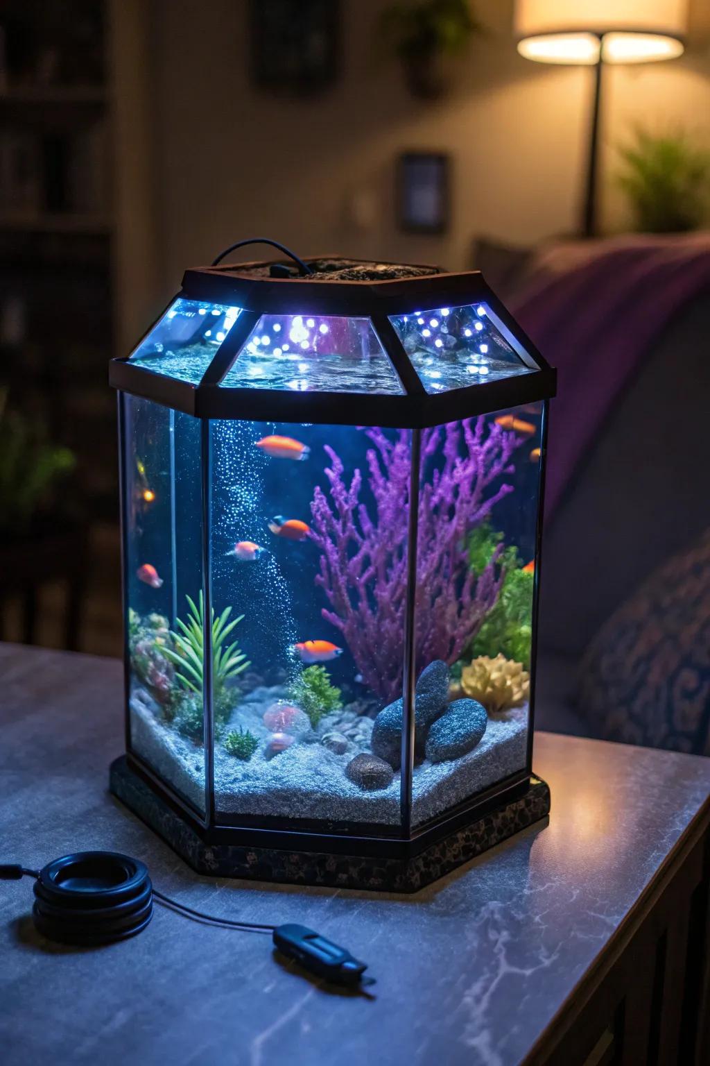 Transform your tank's mood with dynamic LED lighting.