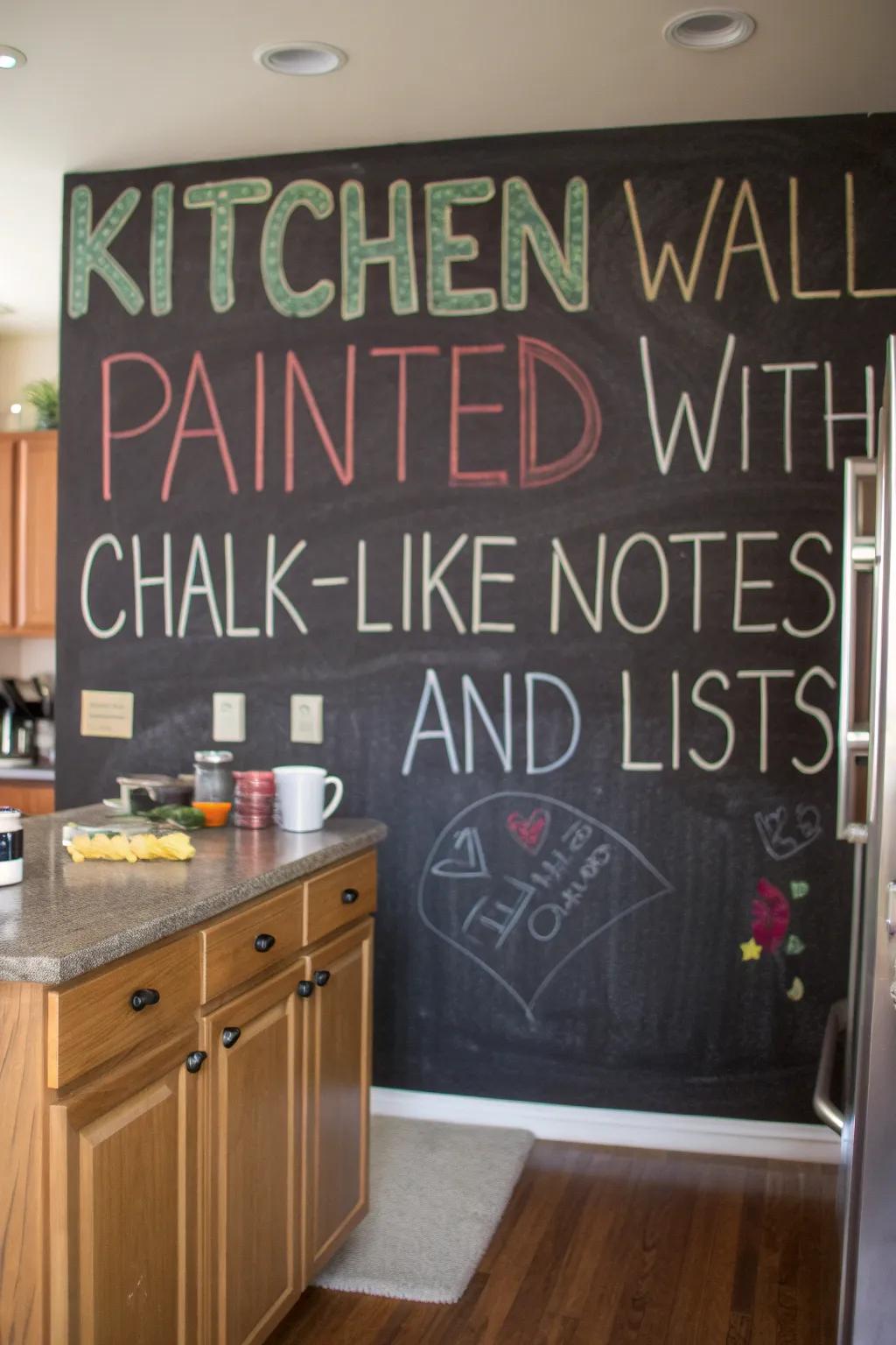 Blackboard paint creates a reusable writing surface.