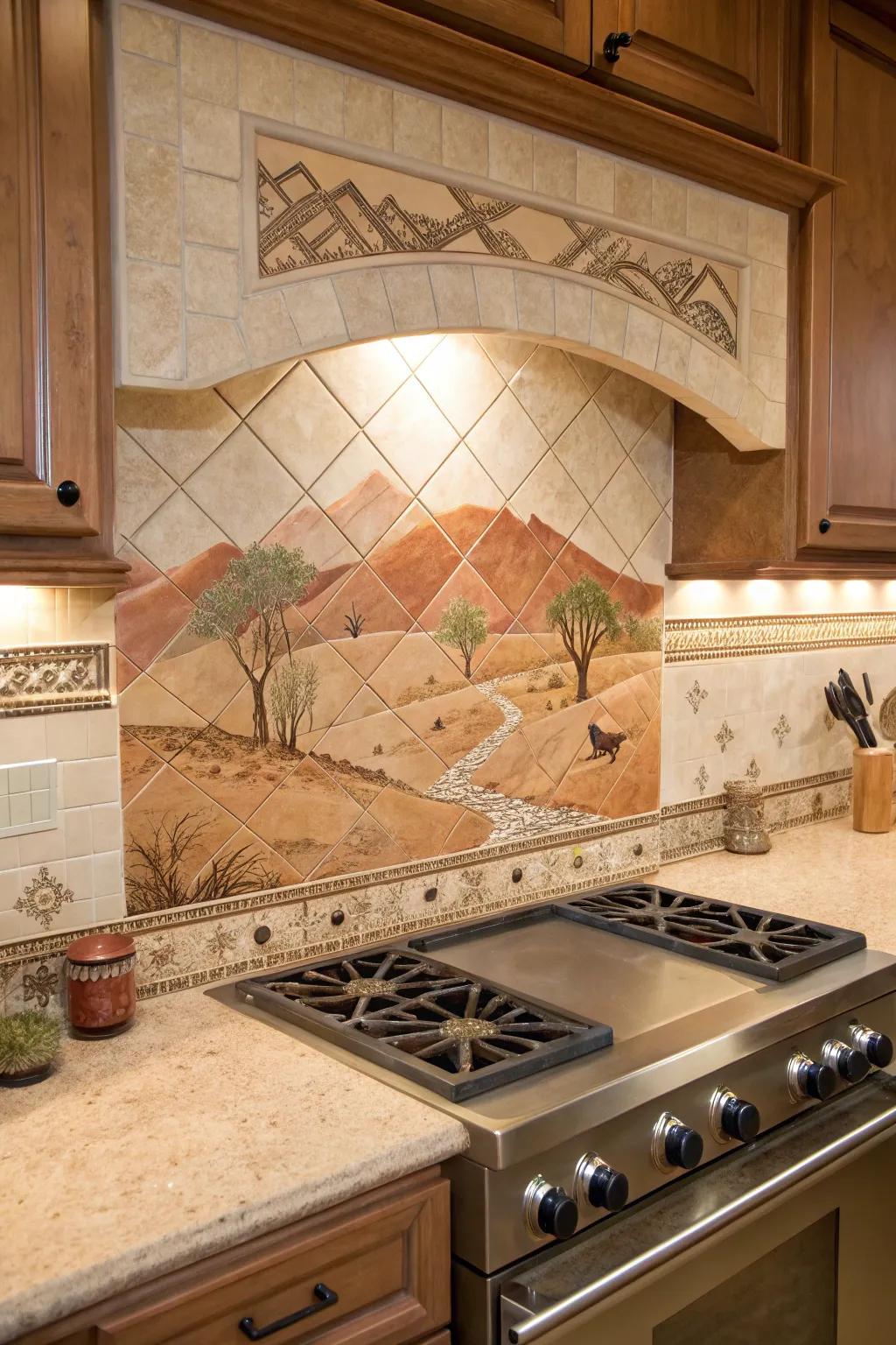 Desert-inspired hues create a serene and cohesive kitchen look.
