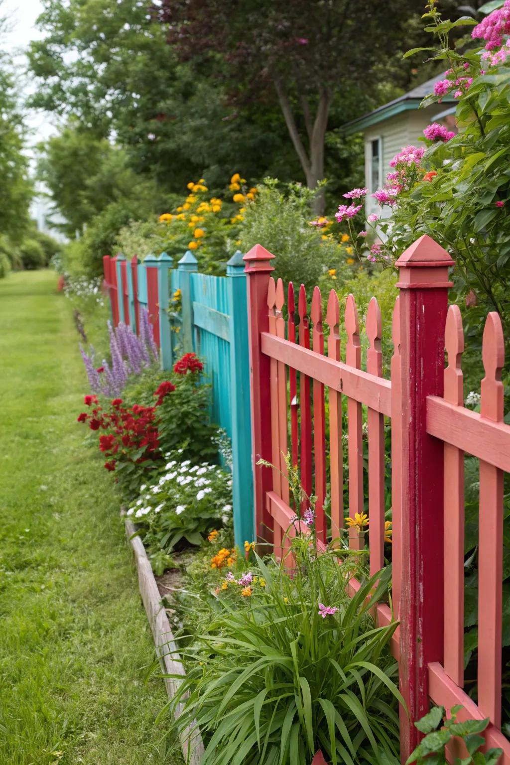 A freshly painted fence brightens the garden ambiance.