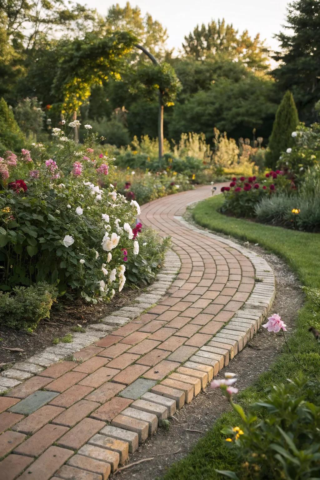 Garden walkways made from reclaimed bricks and stones add charm and function.