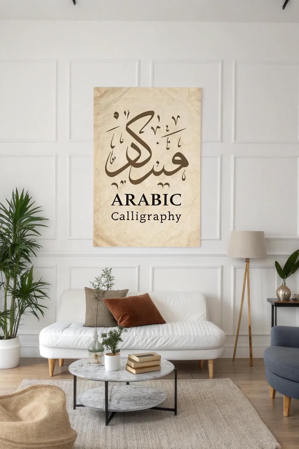 Simple Arabic calligraphy adds a subtle yet profound accent to interiors.
