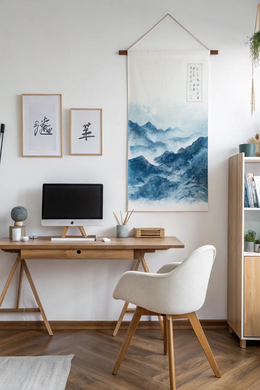 Monochromatic calligraphy offers a bold yet calming visual impact.