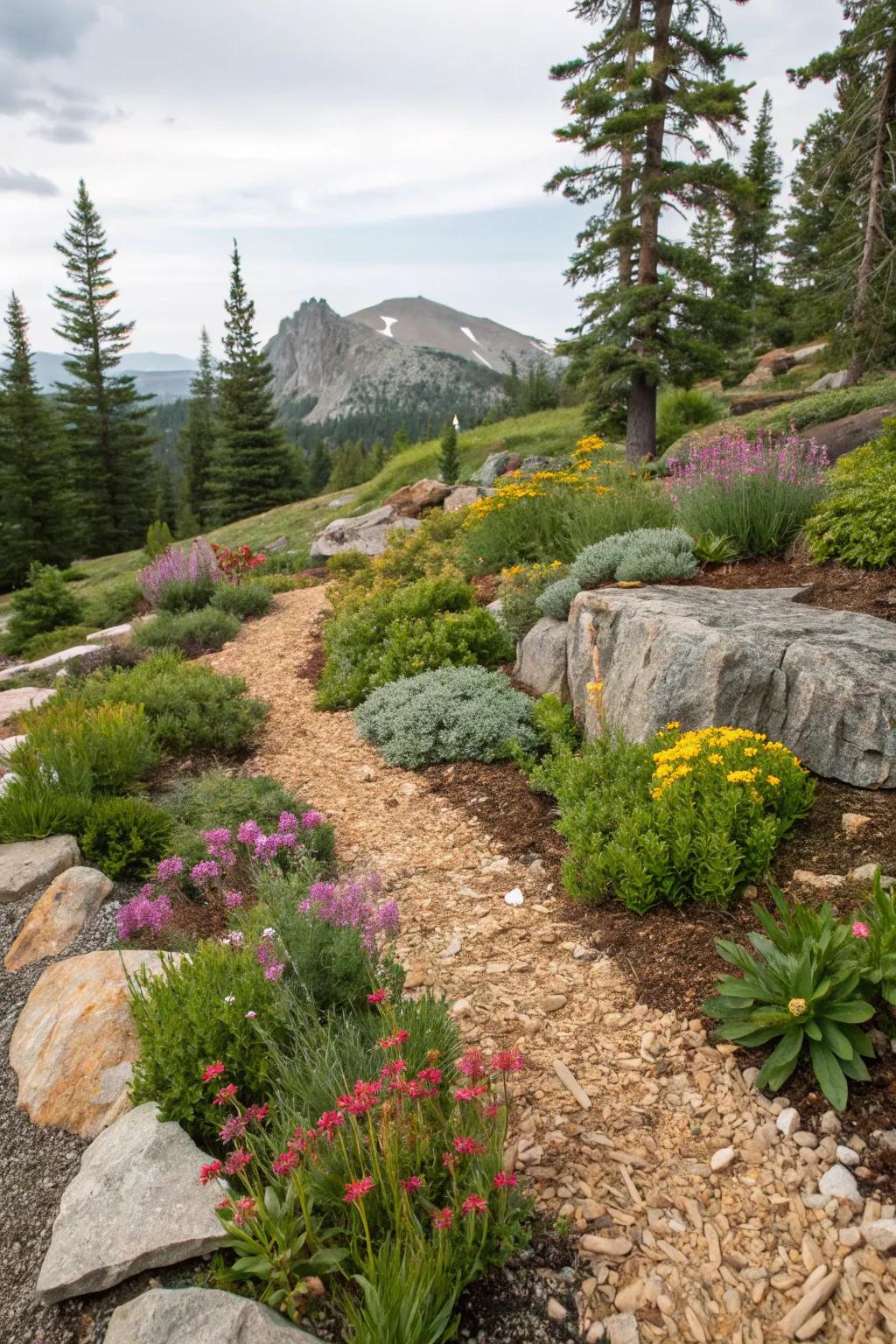 Natural mulch enhancing garden health and appearance.
