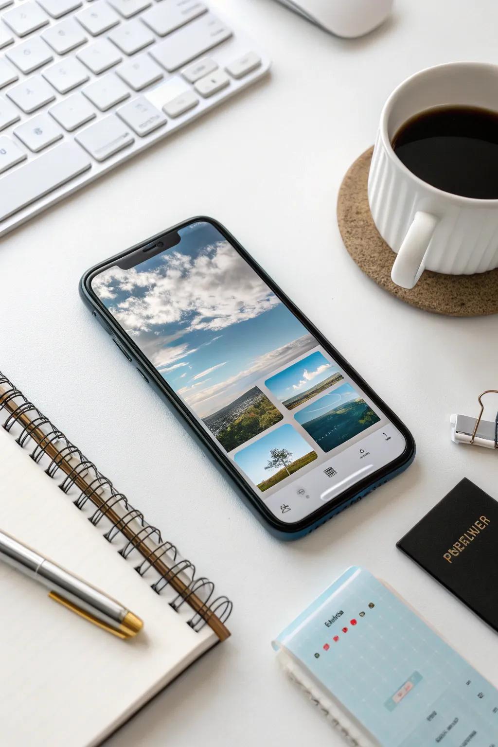 Integrate transparent photo widgets for a sleek design.