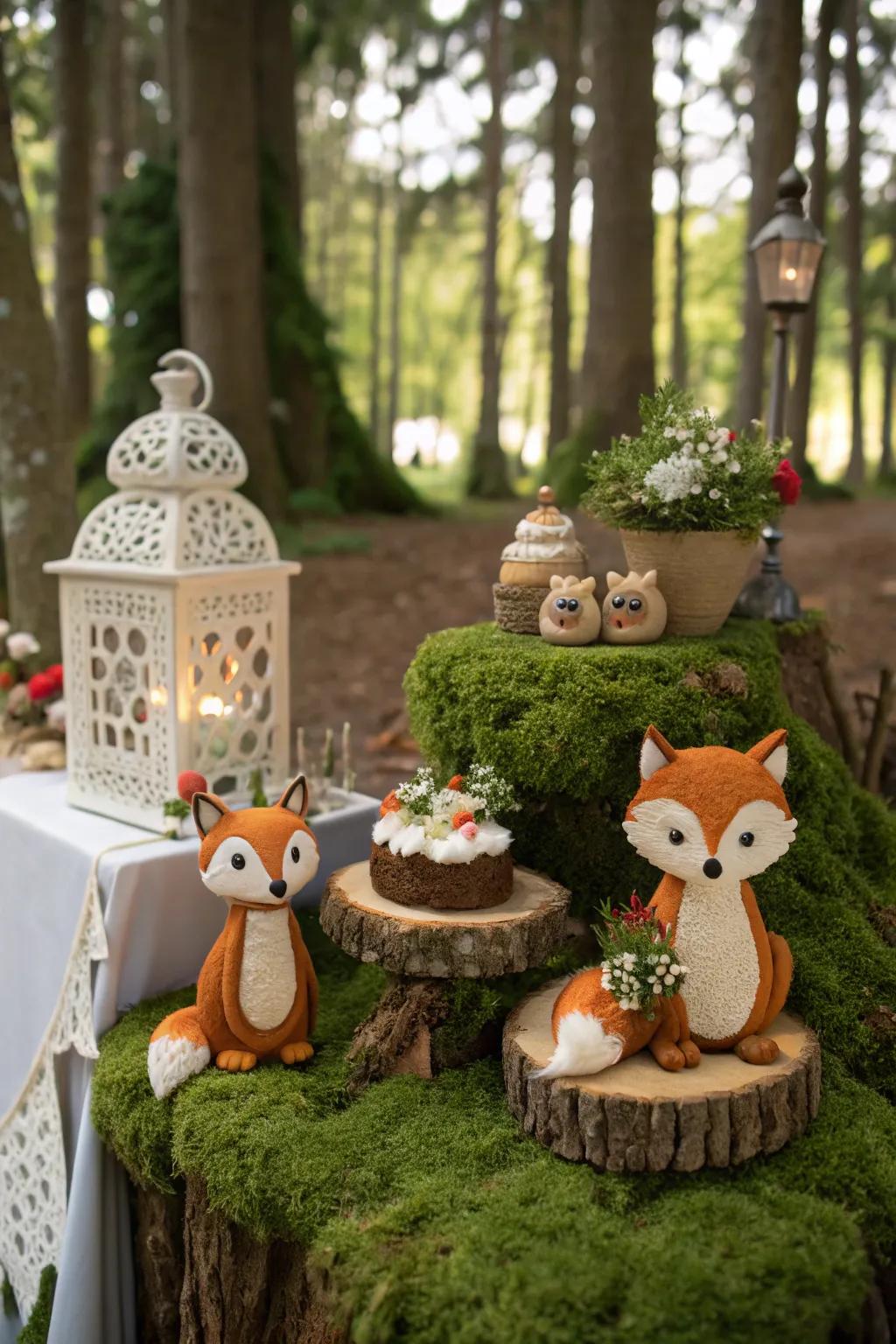 Bring charm with woodland creature decorations.