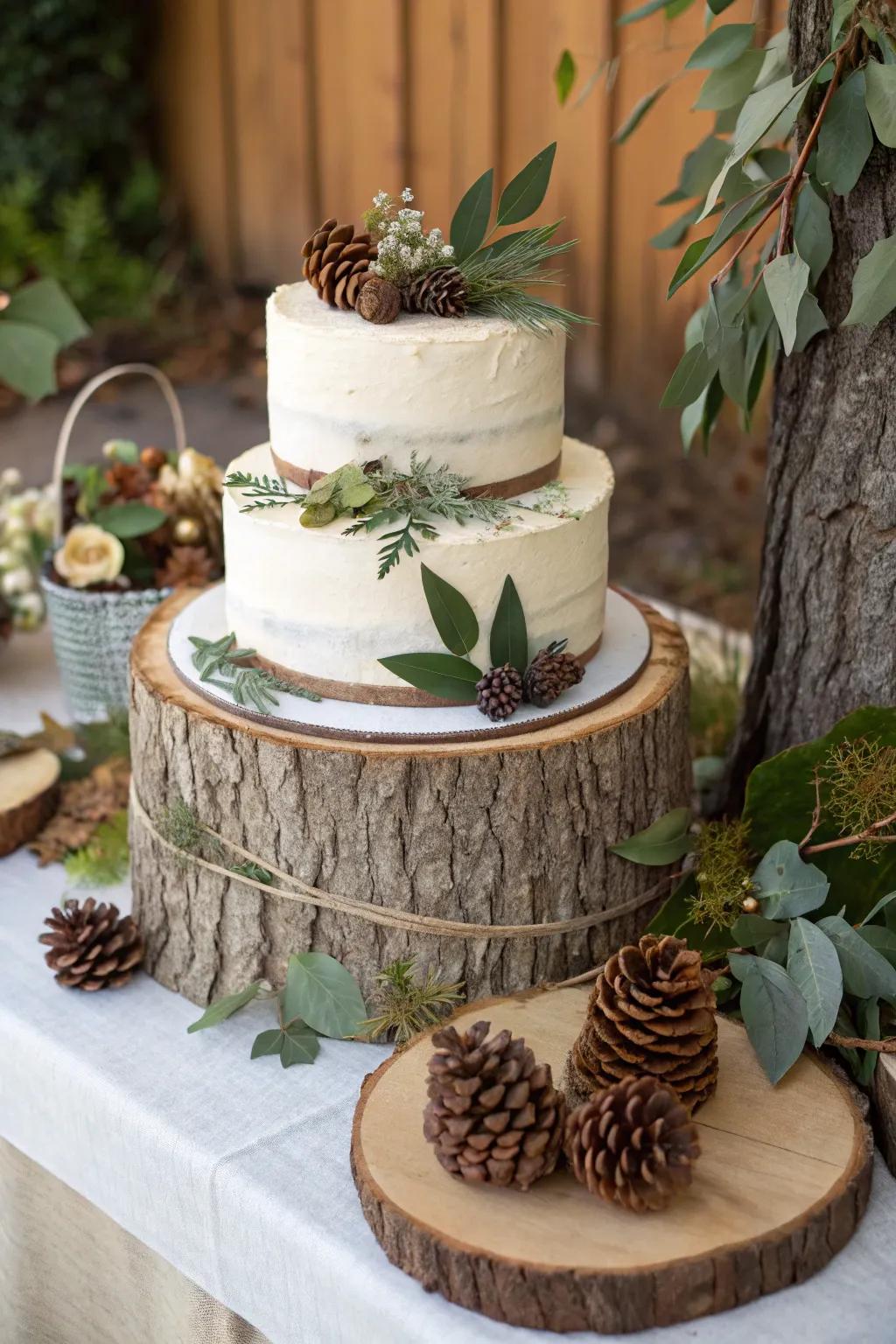 Elevate your dessert display with a rustic cake stand.