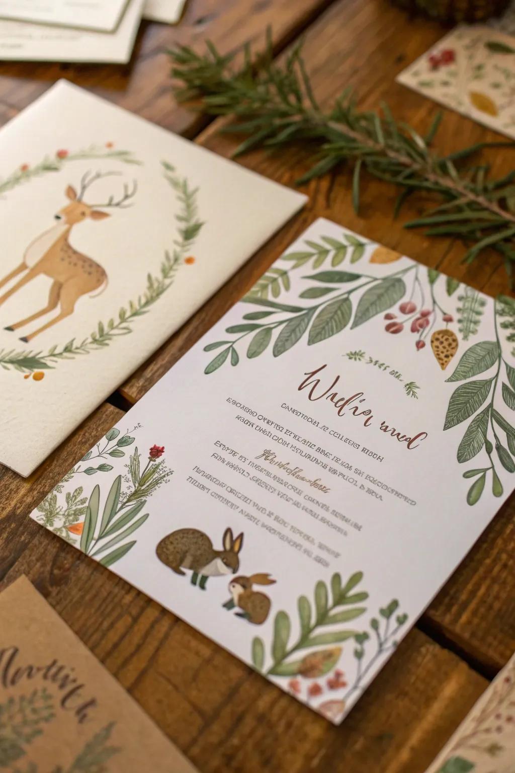 Enchant guests with woodland-themed invitations.