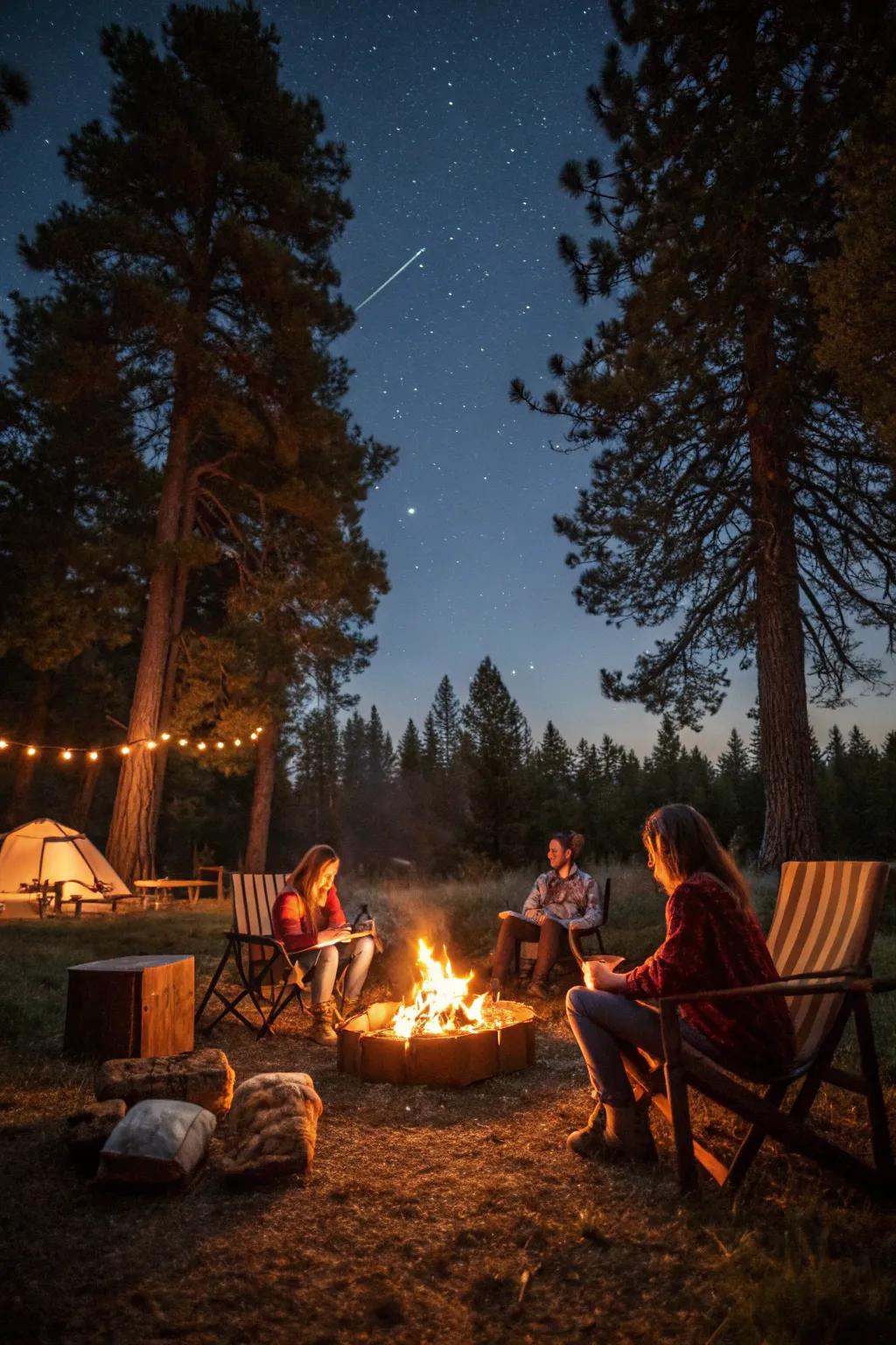 End the evening with stories and treats by the bonfire.