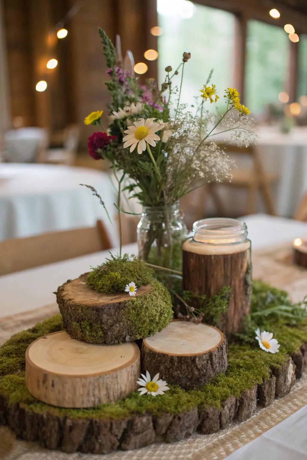 Bring the forest to your table with natural elements.