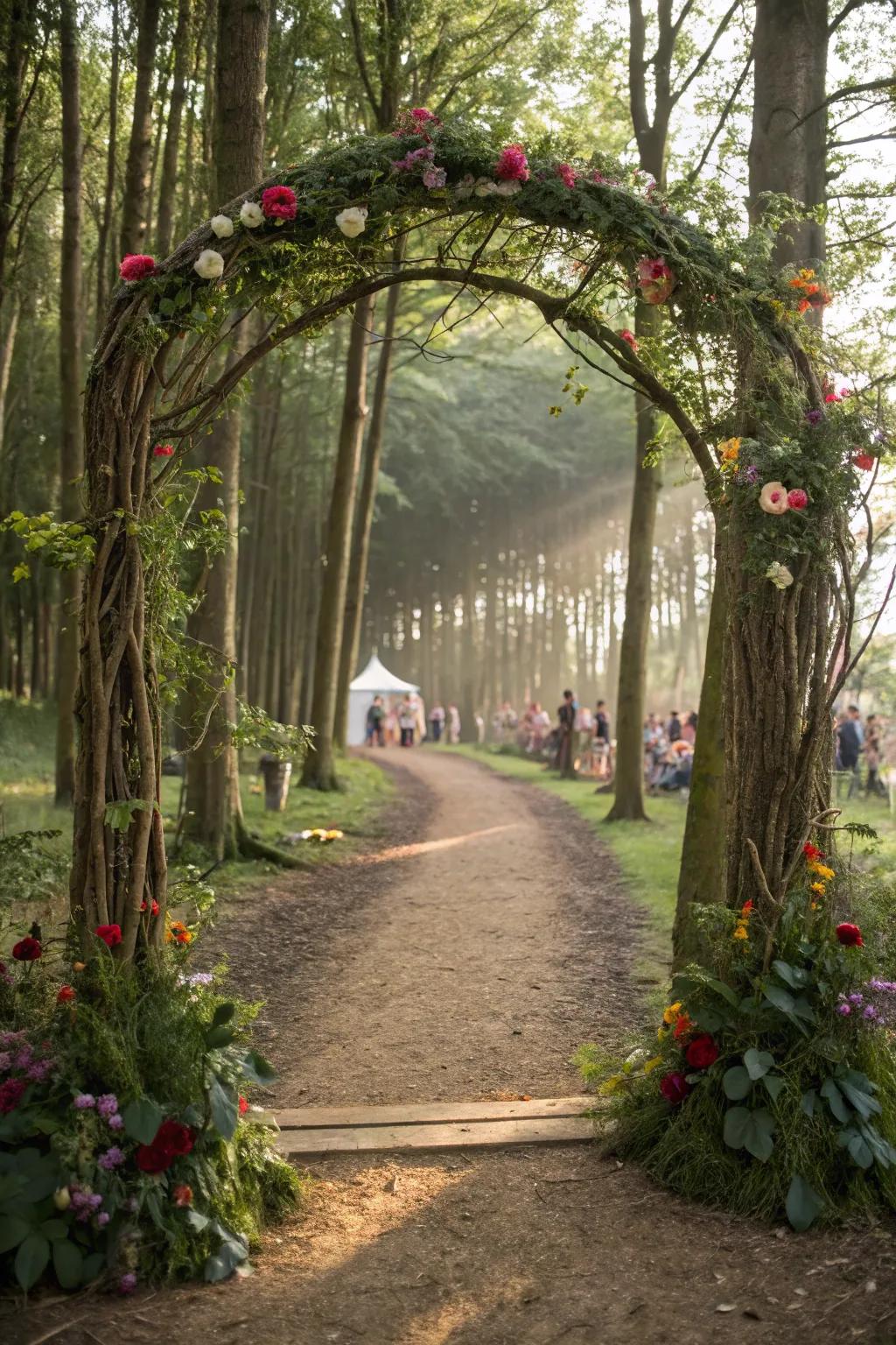 Greet guests with a magical forest-inspired entrance.
