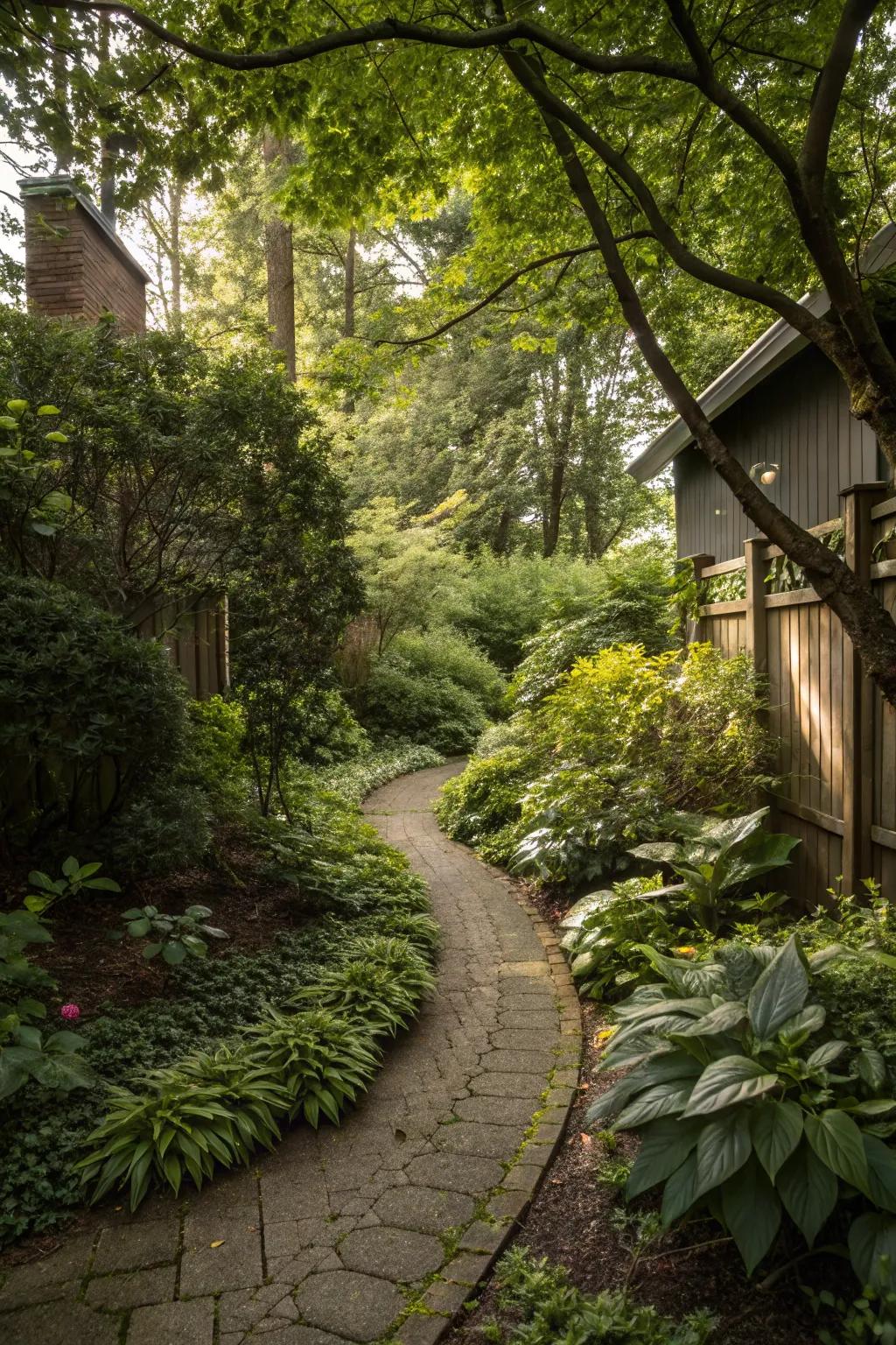 A winding garden path creating a magical atmosphere.