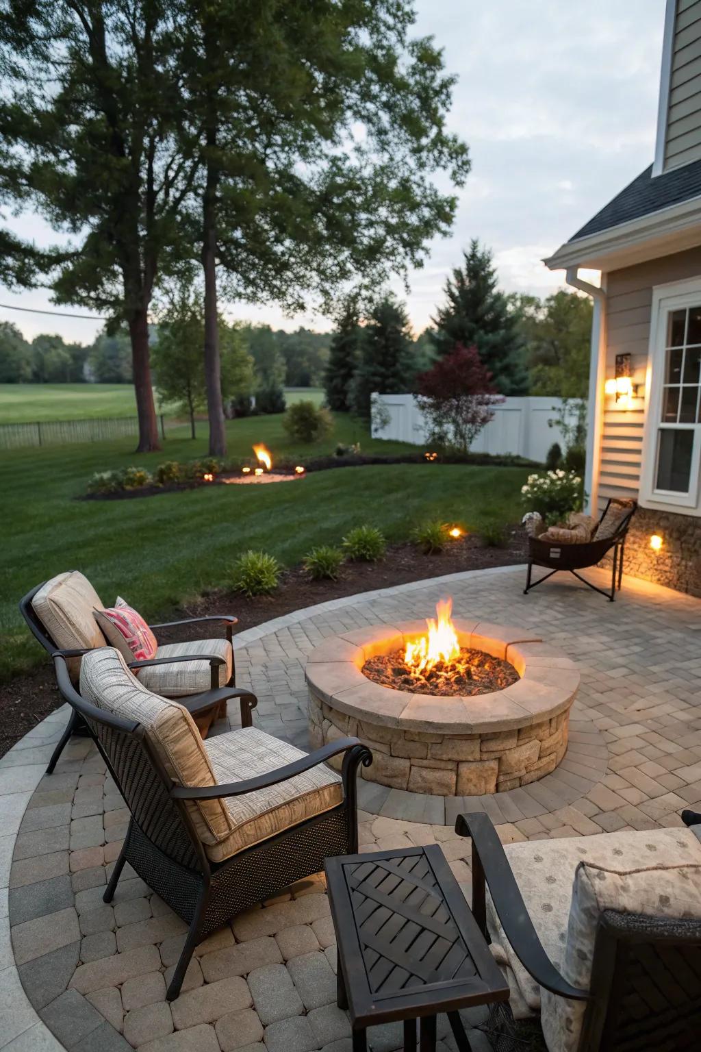 A fire pit creating a warm and inviting outdoor space.