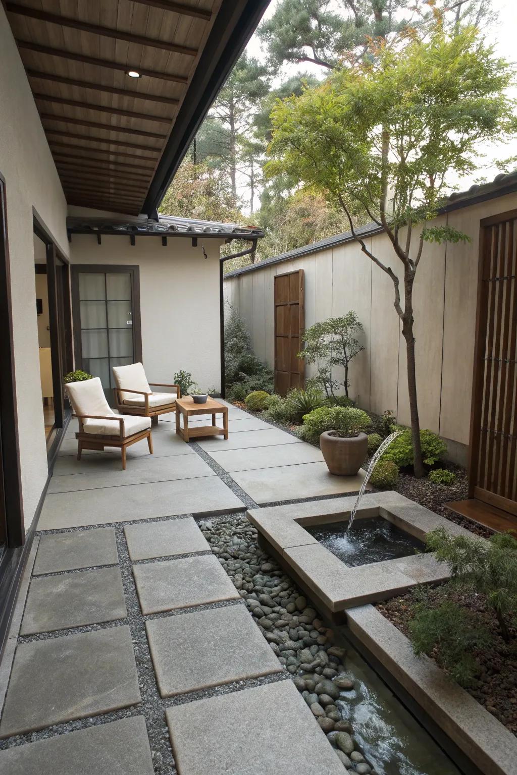 A minimalist Zen garden designed for relaxation.