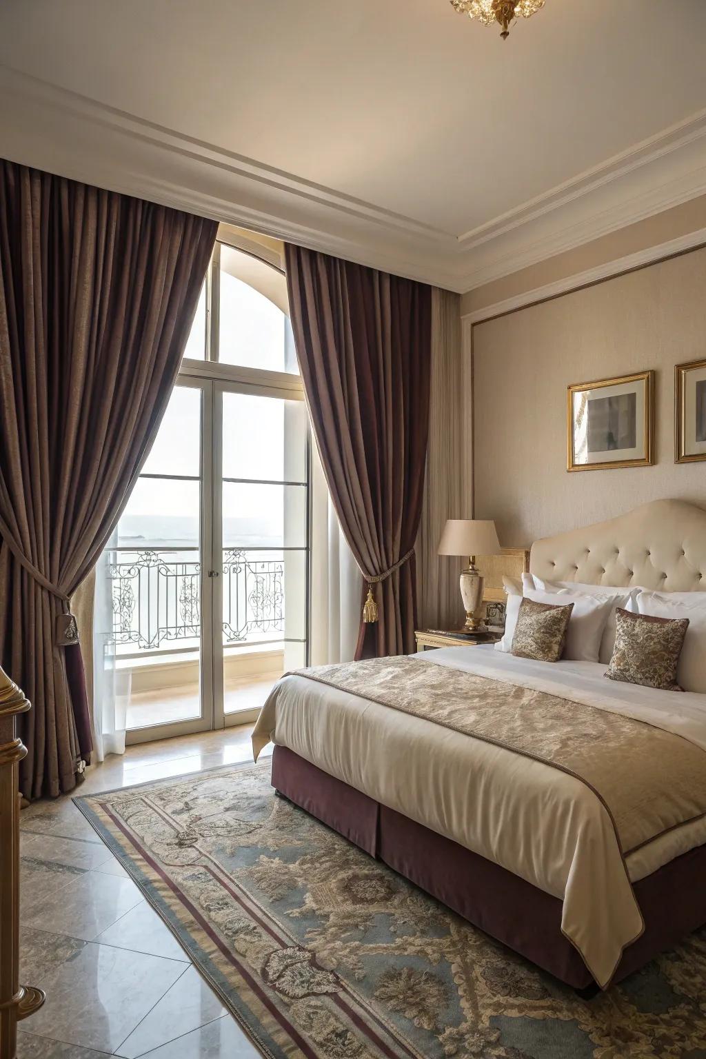 Floor-length drapes provide a dramatic look while effectively blocking light.