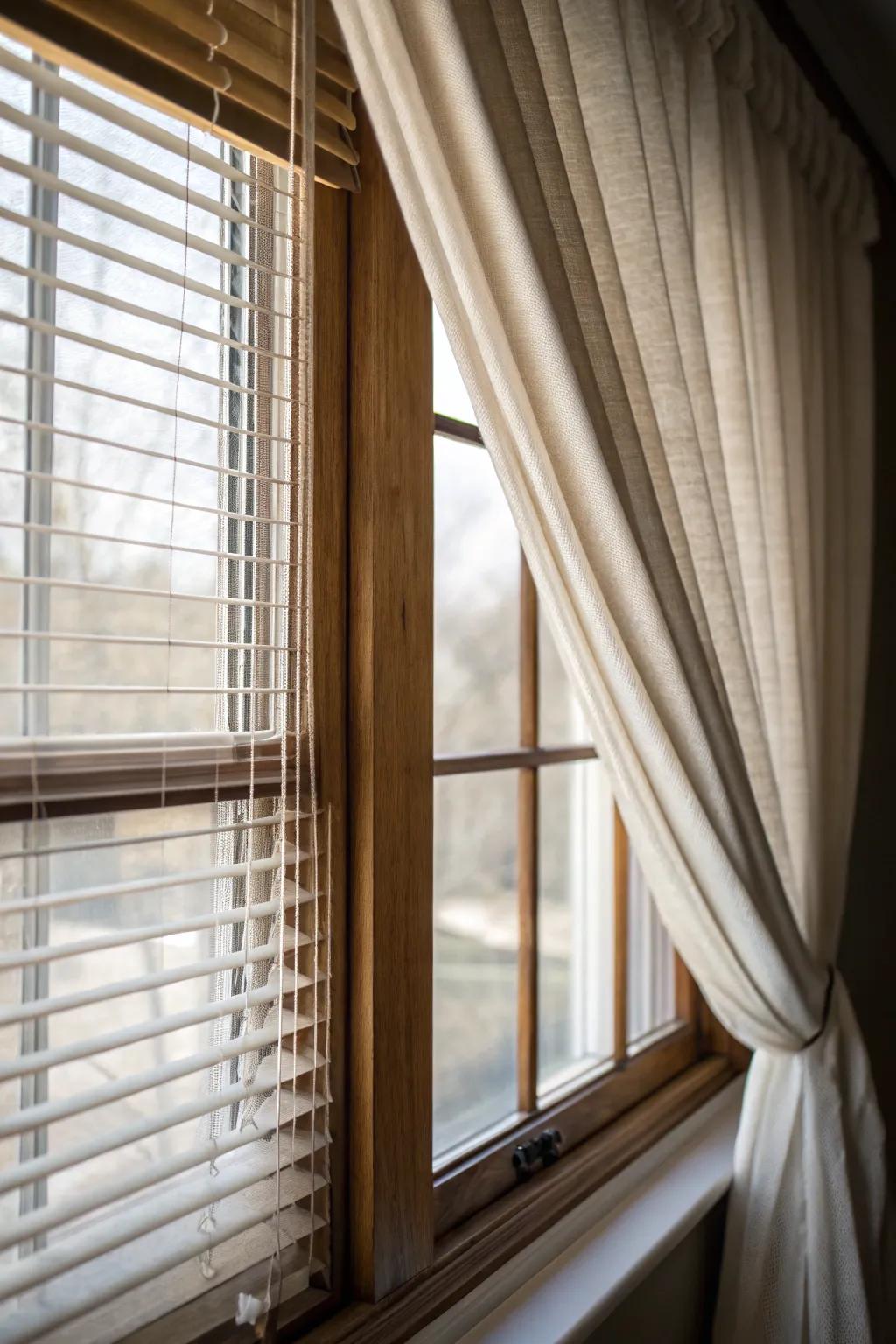Layered window treatments combine style and superior light blocking.