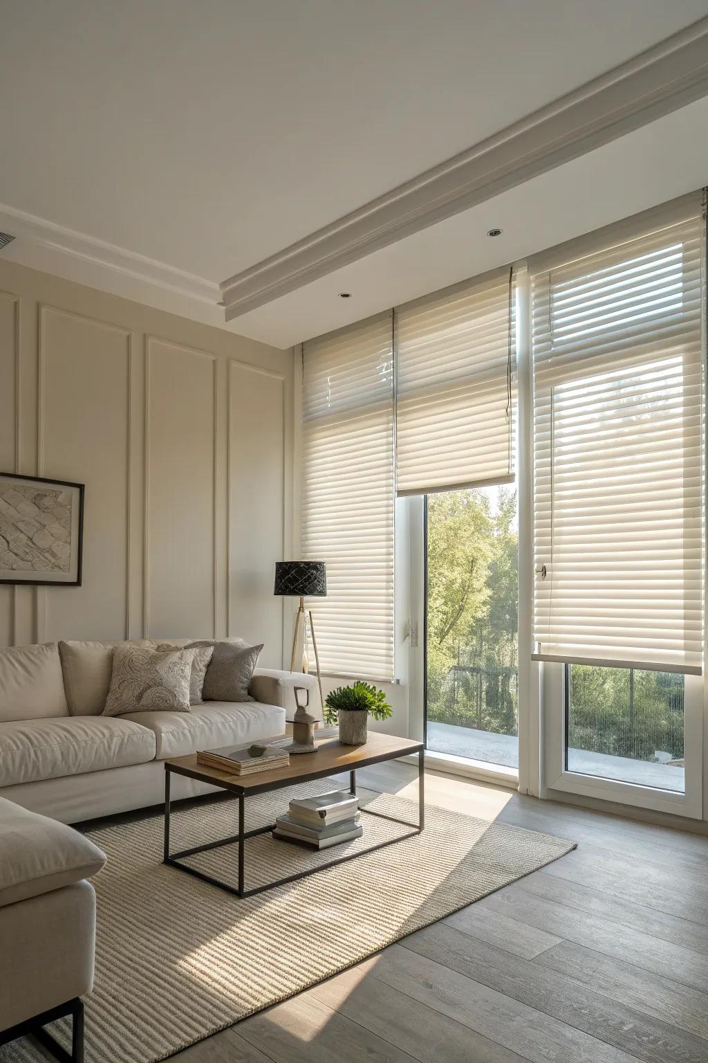 Blackout blinds offer a clean, modern way to control light.