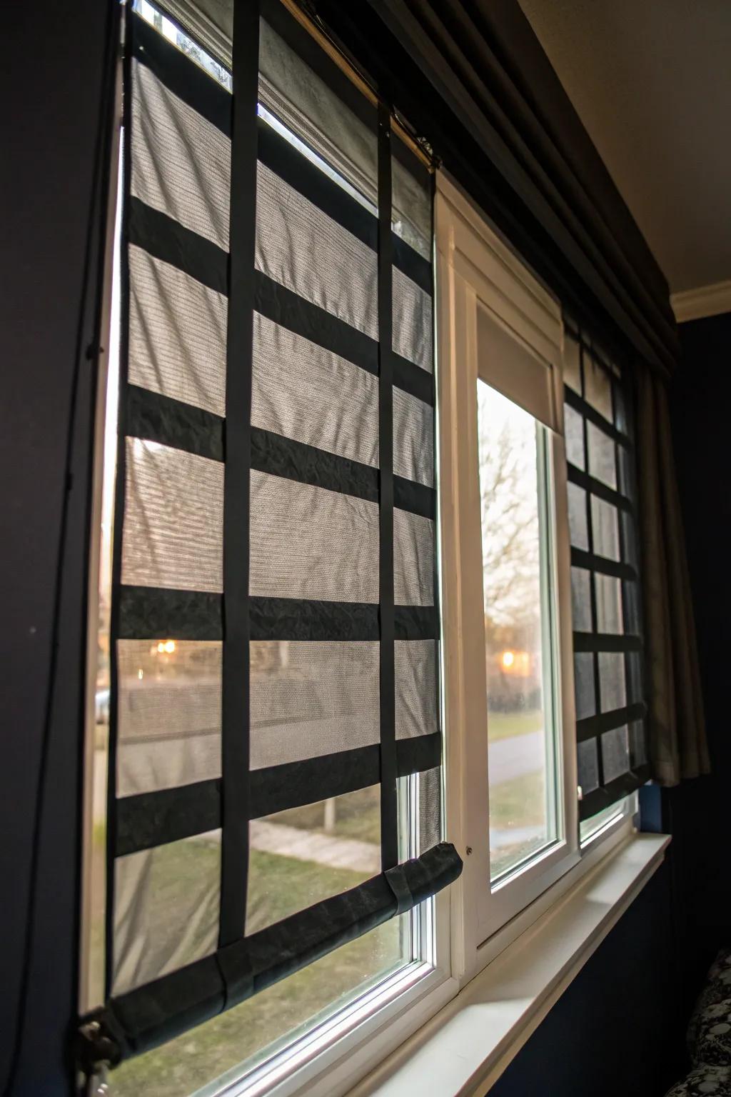 Velcro and fabric create a flexible, removable blackout option.