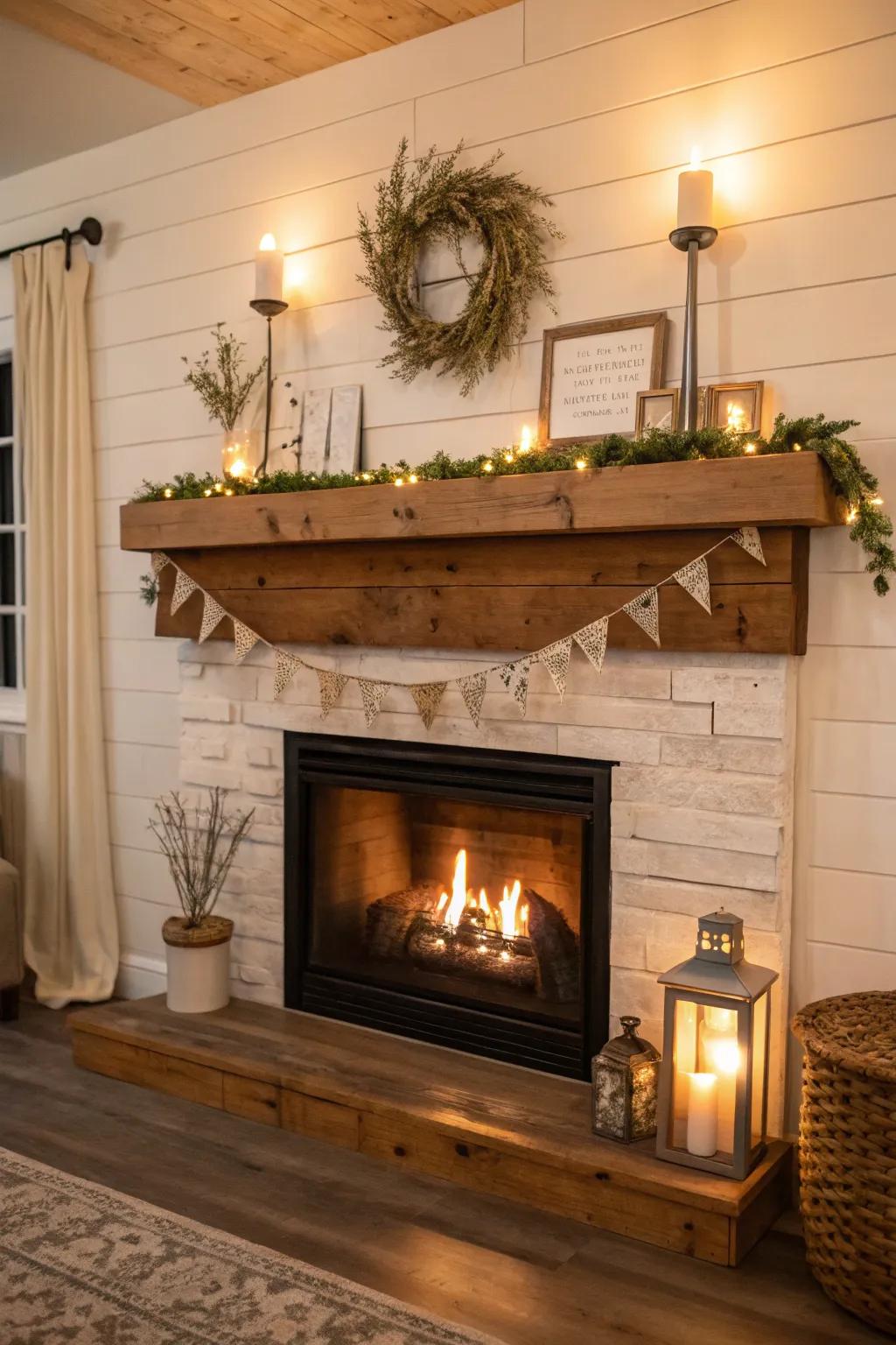 Reclaimed wood adds genuine rustic character to your fireplace.