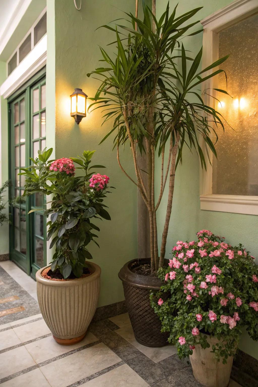 Create cozy corners with potted plants.