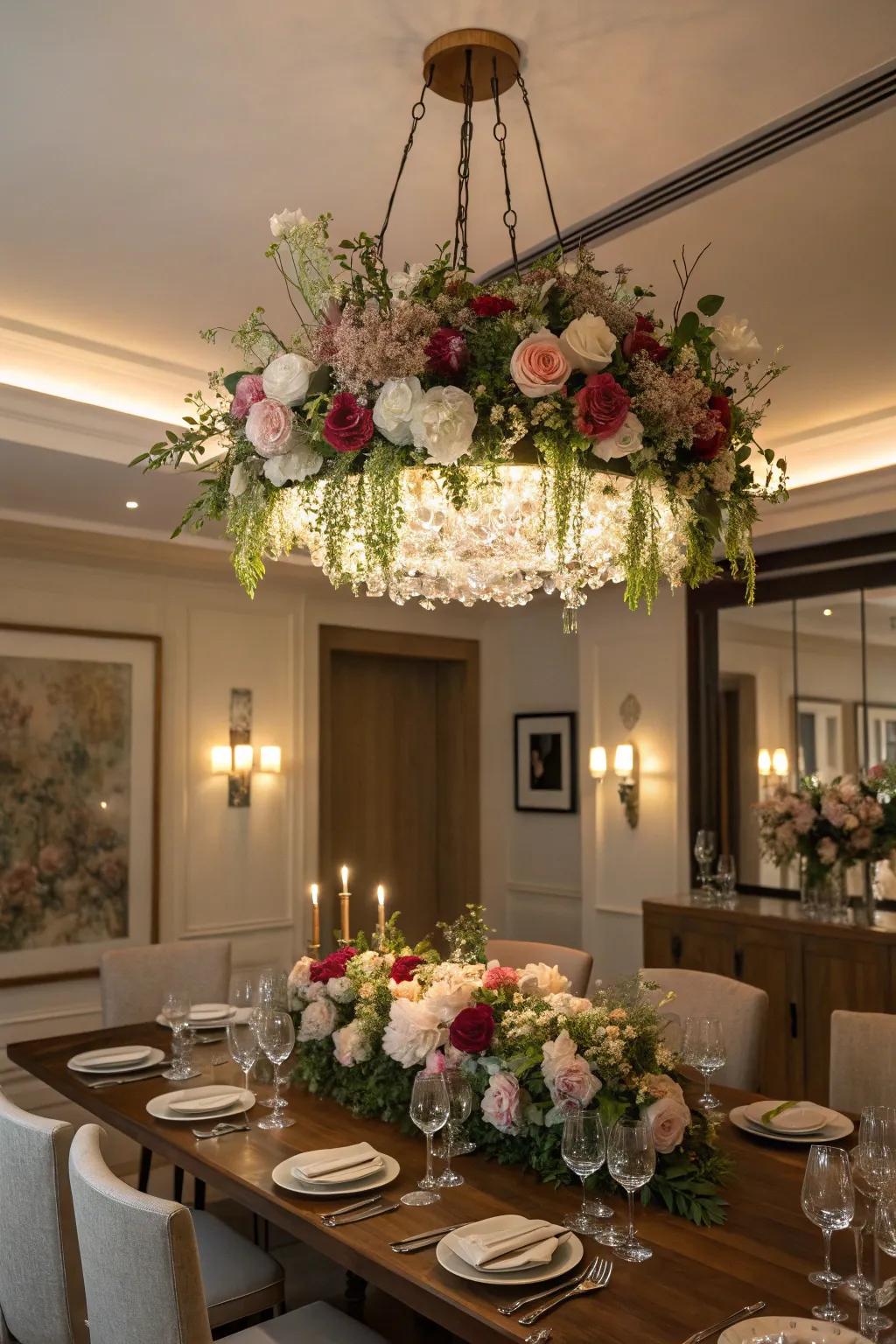 Make a statement with a floral chandelier.