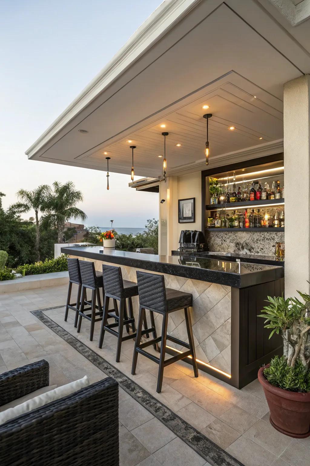 A built-in bar enhances your patio's social appeal.