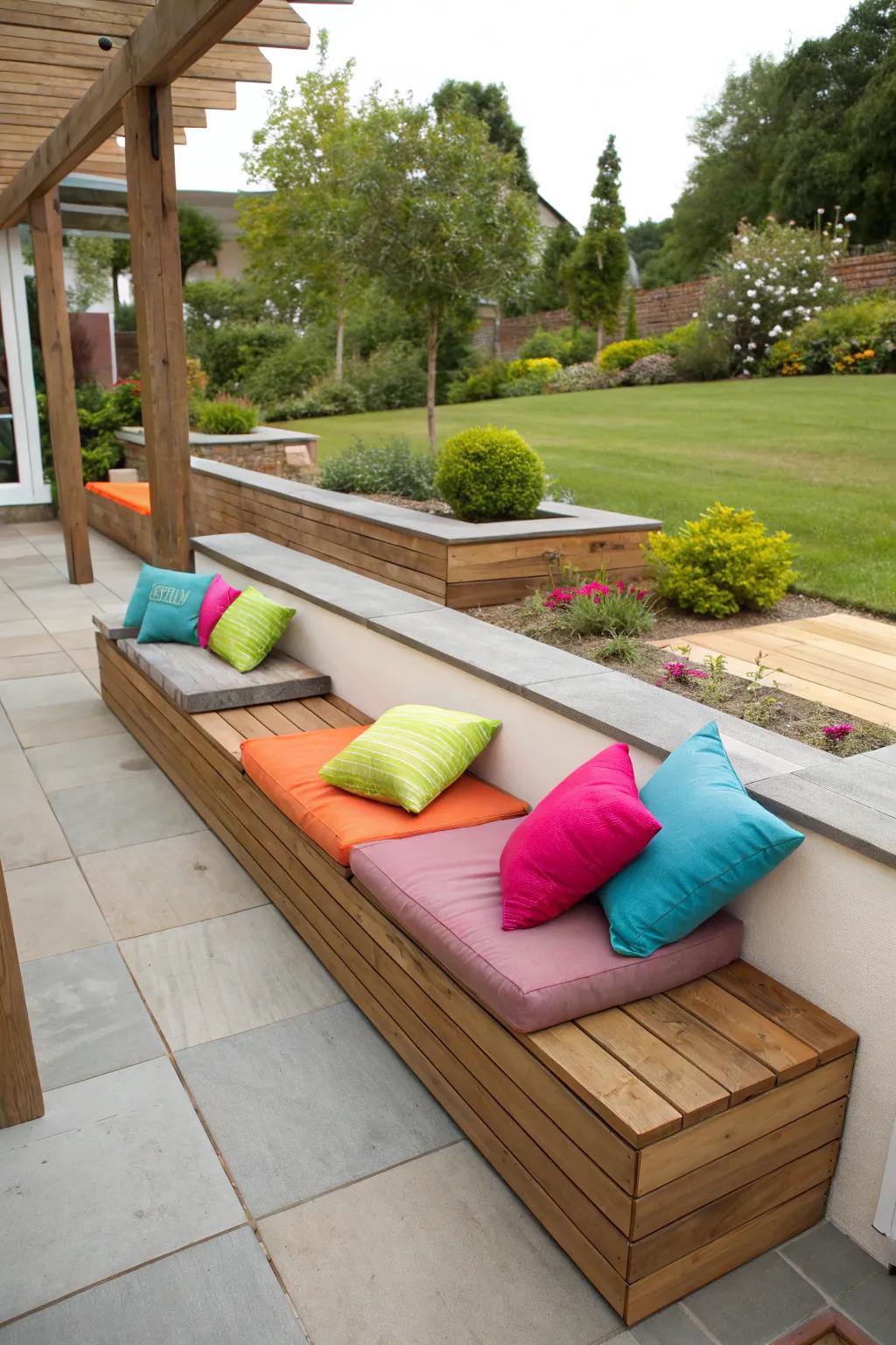 Built-in seating creates a cohesive and spacious feel.