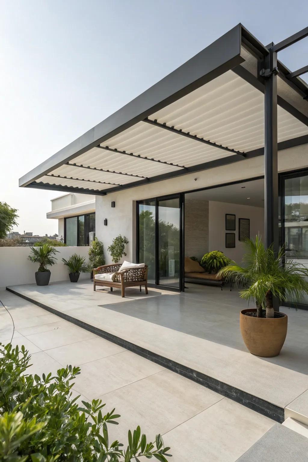 Modern overhangs add contemporary style to your patio.
