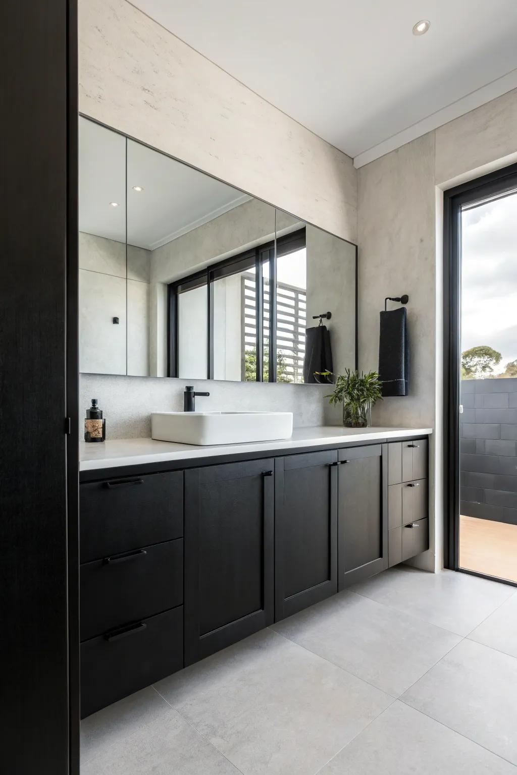 Minimalist design keeps the bathroom sleek and open.