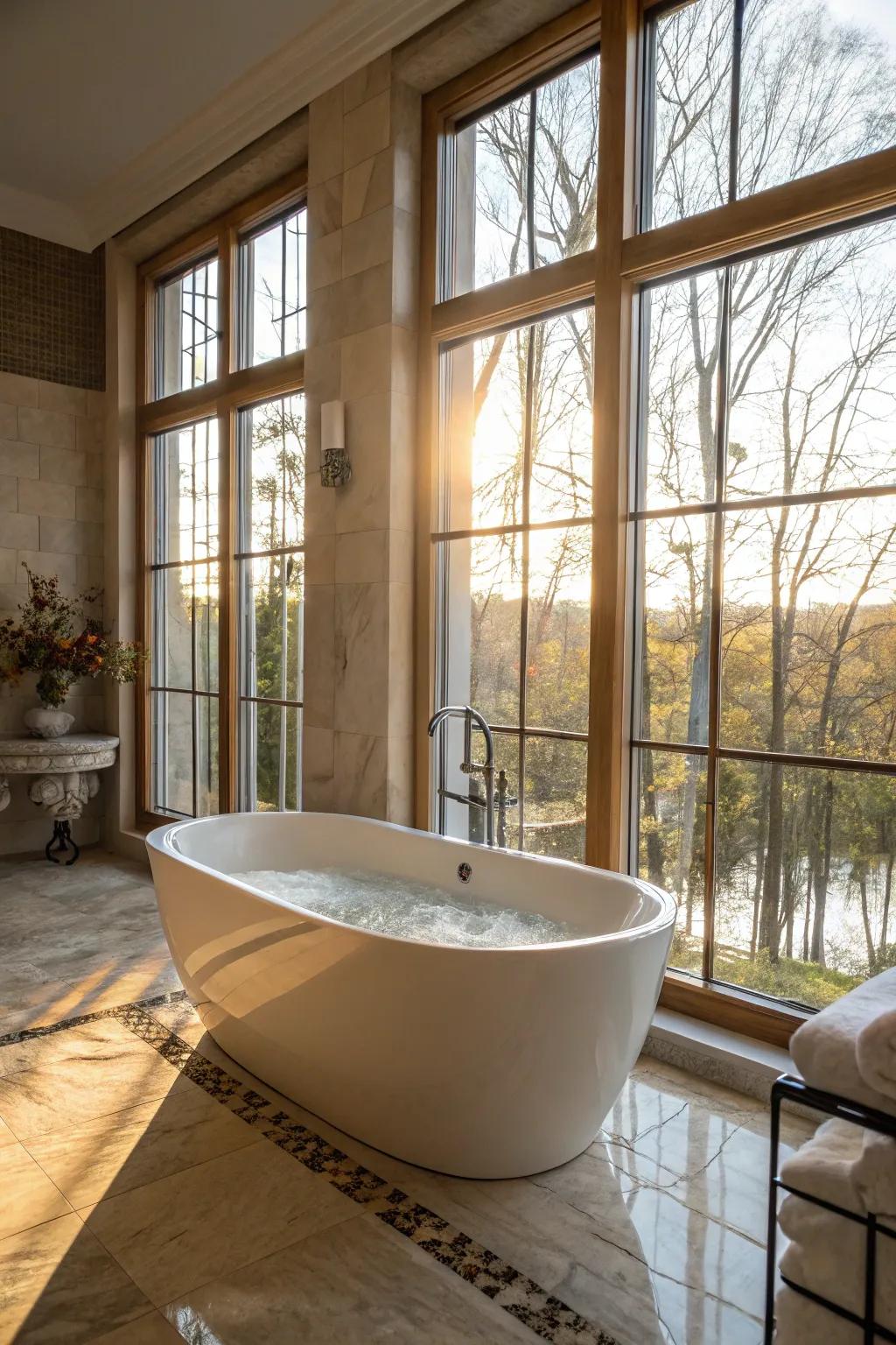 Freestanding tubs offer a spa-like focal point.