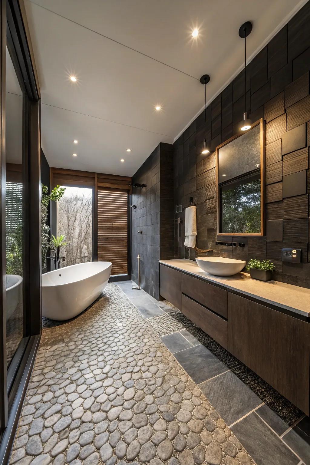 Textured floors provide tactile interest and style.