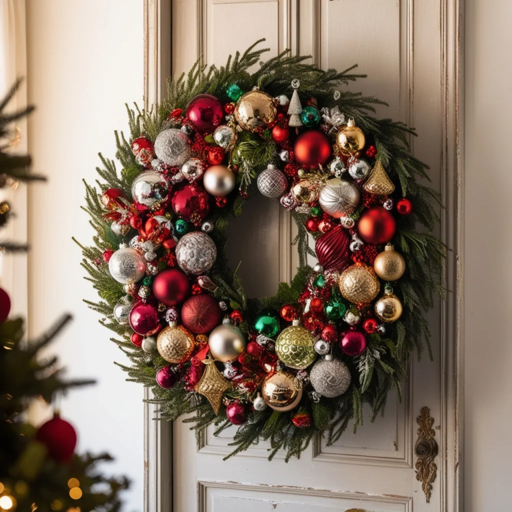 Ornament-Filled Christmas Wreath