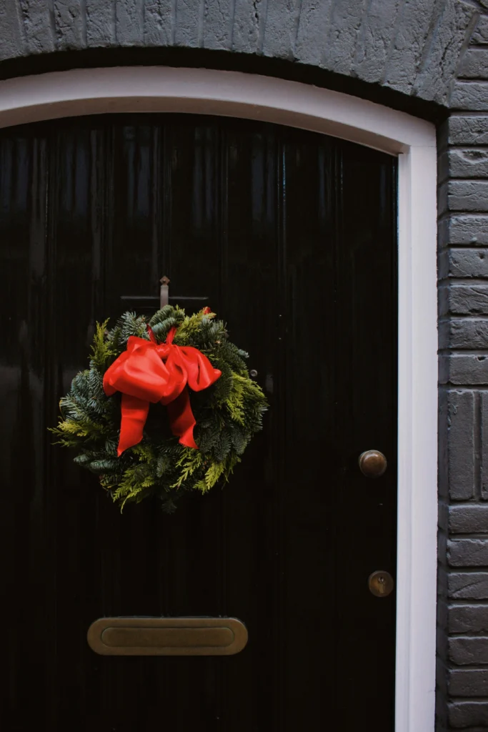 Dramatic Black Door Holiday Decor