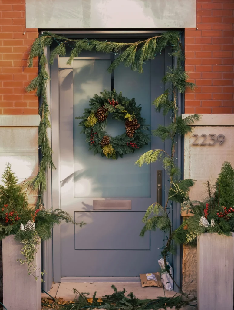 Modern Natural Holiday Door Decor