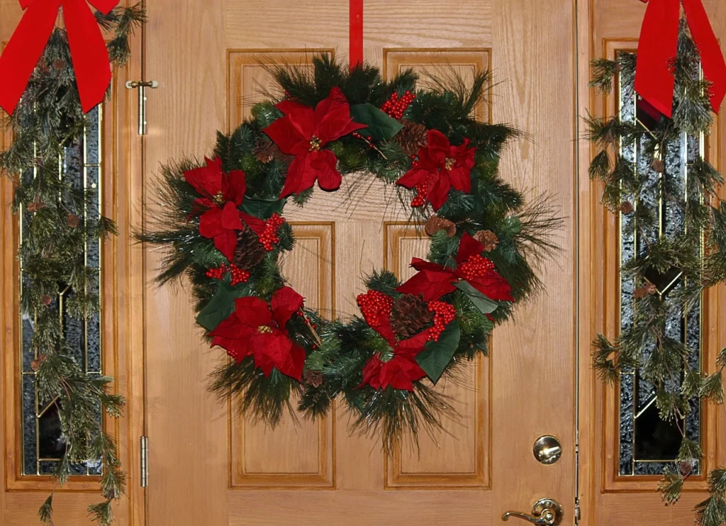 Traditional Poinsettia Holiday Door