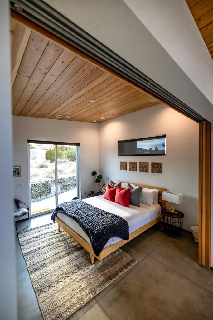 Bedroom with Desert View and Natural Materials