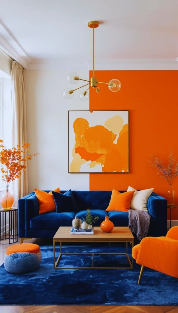 Color block wall with orange and white