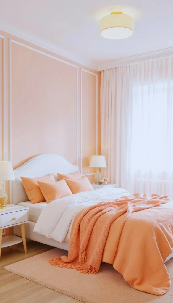 Soft coral bedroom design