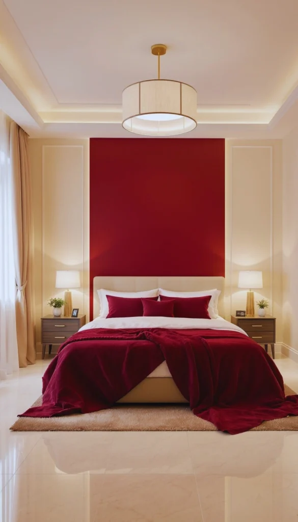 Garnet red bedroom design