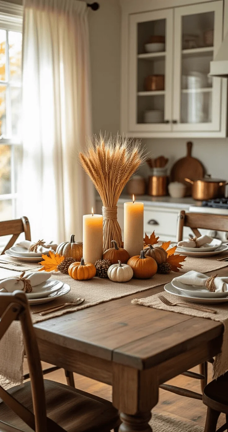 Dining room with warm fall colors and natural accents