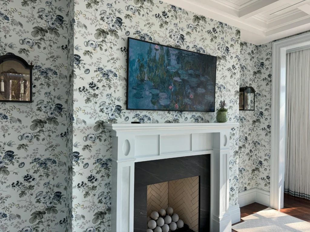 Floral Wallpaper Fireplace
