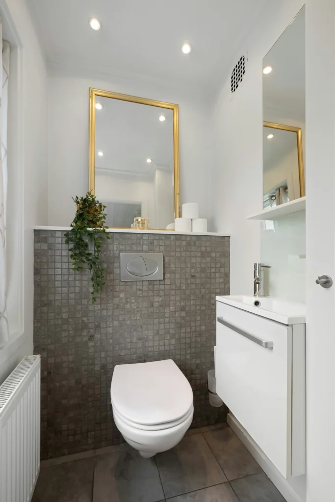 Bathroom with golden accents
